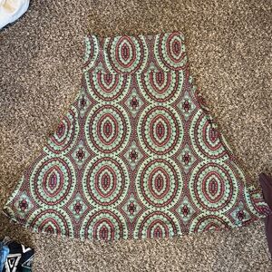 LuLaRoe A-Line Skirt with Green and Red Geometric Pattern